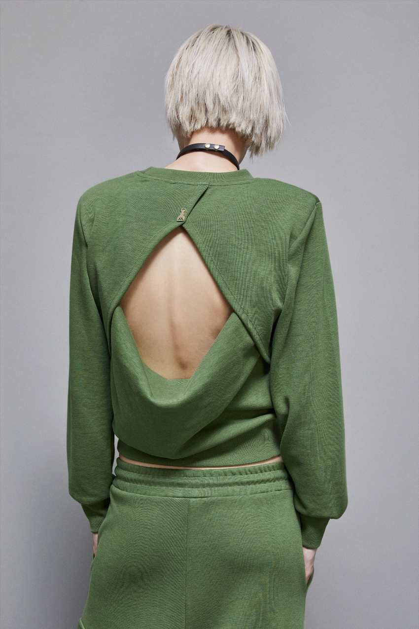 Green Patrizia Pepe Long-sleeved Cotton Sweatshirt | SCDZFVR-25