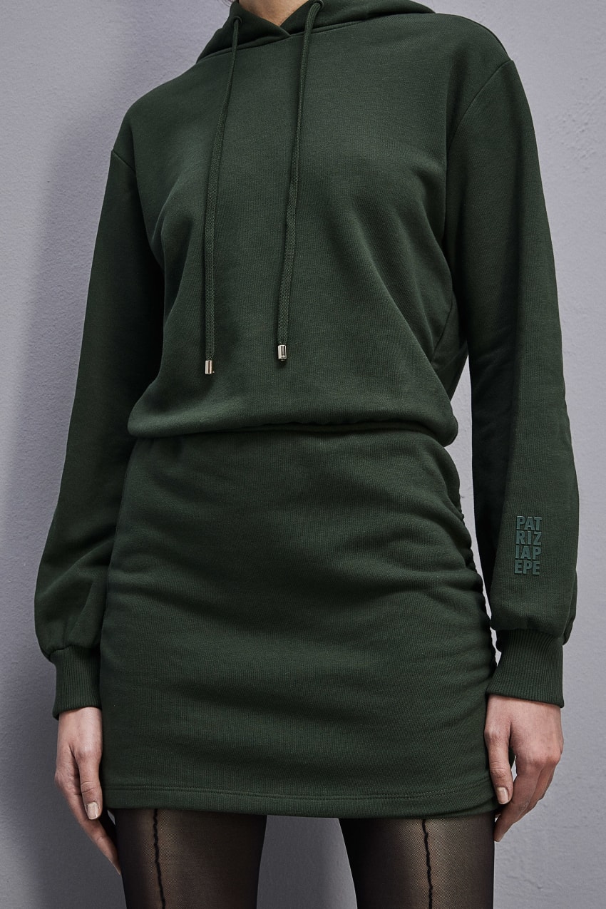 Green Patrizia Pepe Long-sleeved Fleece Dress | RTGHULS-95