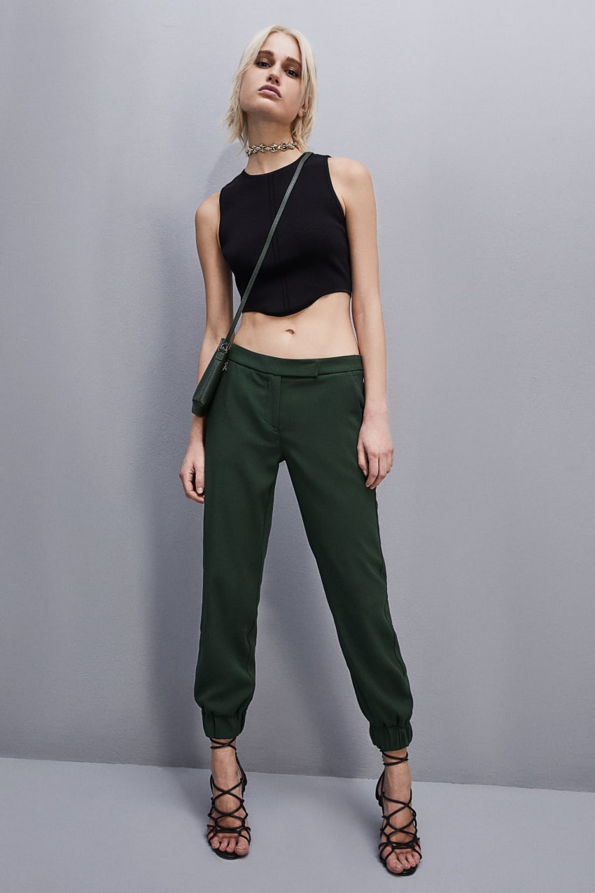 Green Patrizia Pepe Low-waisted Crepe Jogger Pants | BDTQEIO-37