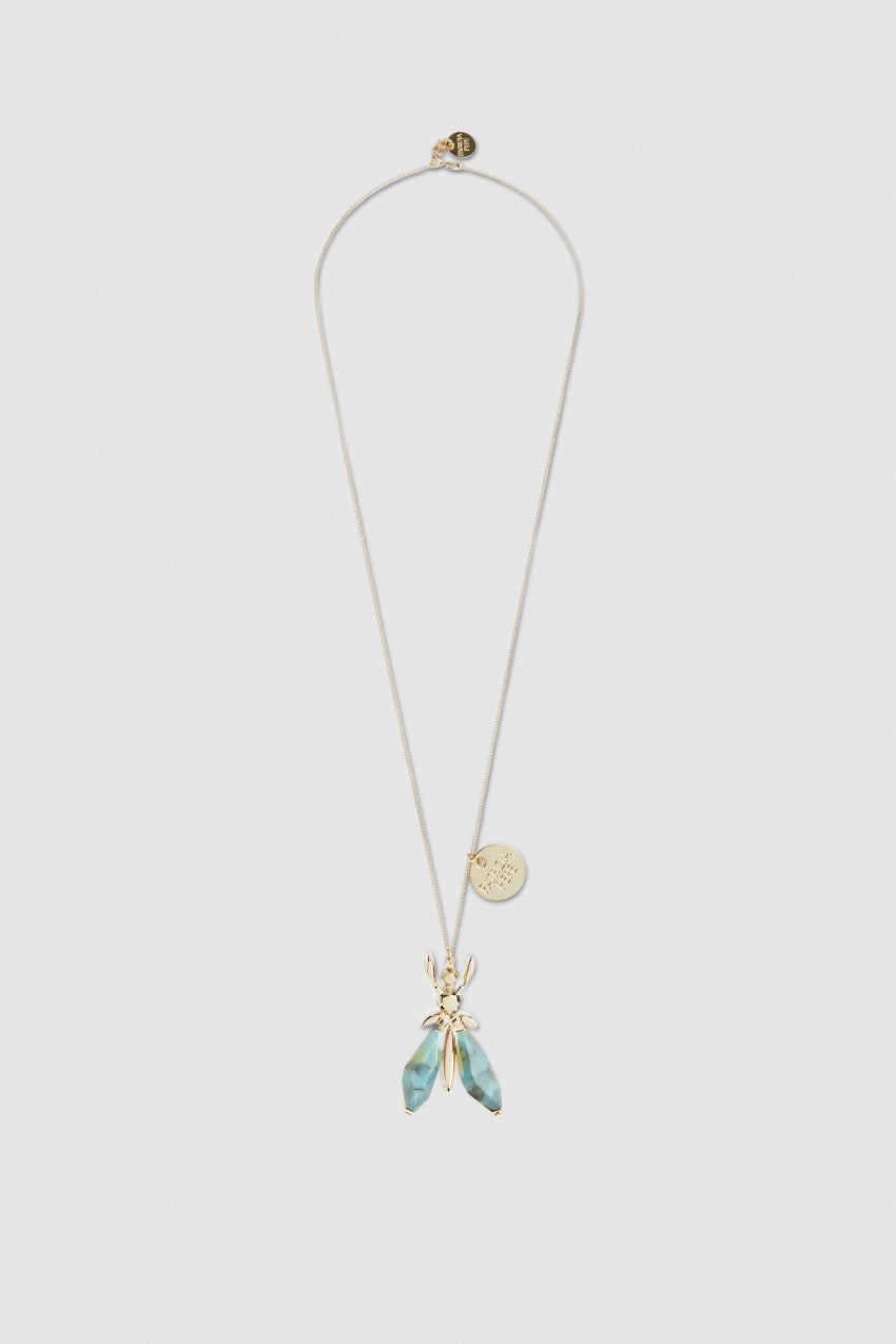 Green Patrizia Pepe Precious Fly Necklace With Stones | XVNPFSR-37