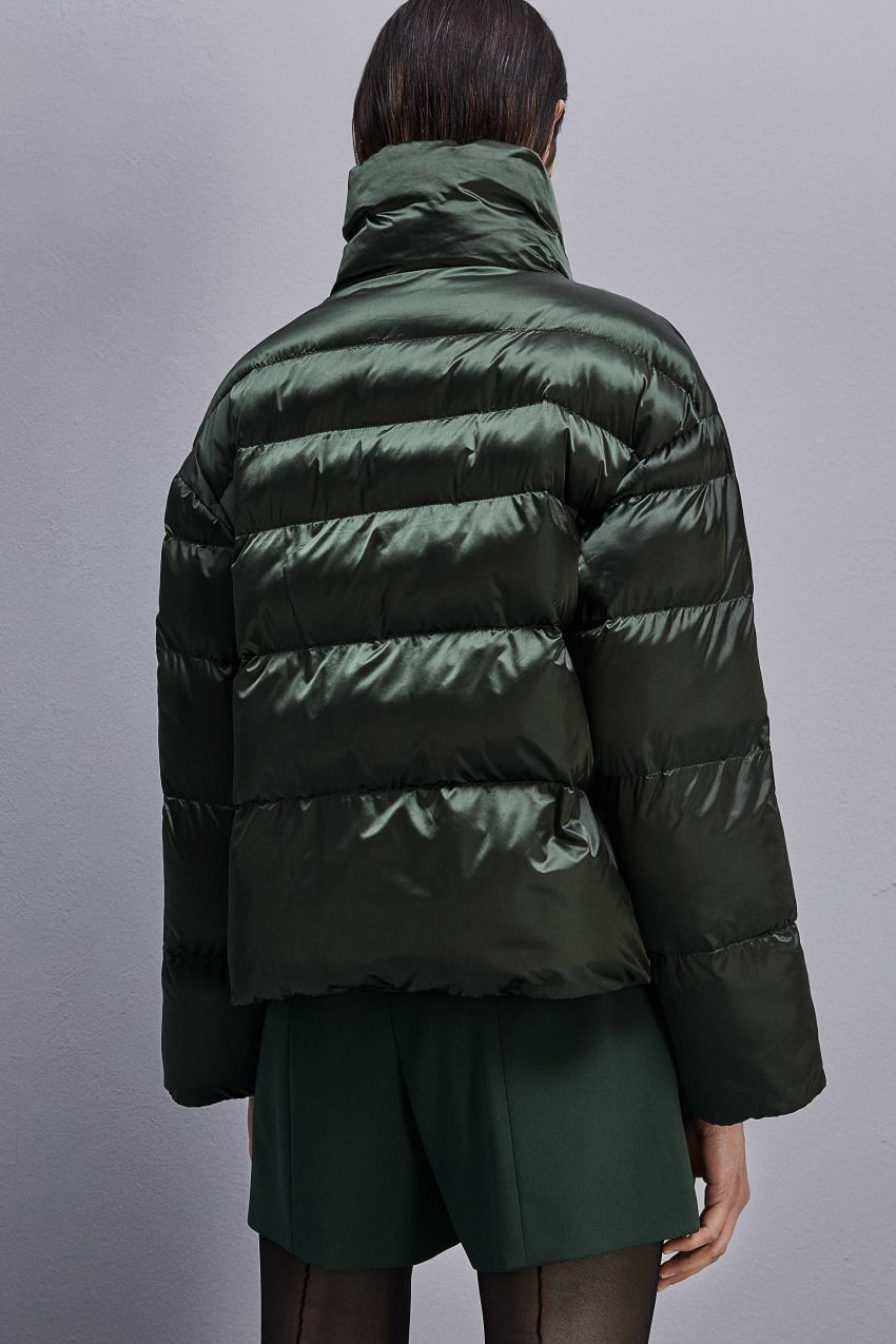 Green Patrizia Pepe Shiny Nylon Down Jacket | NKDYPUL-07