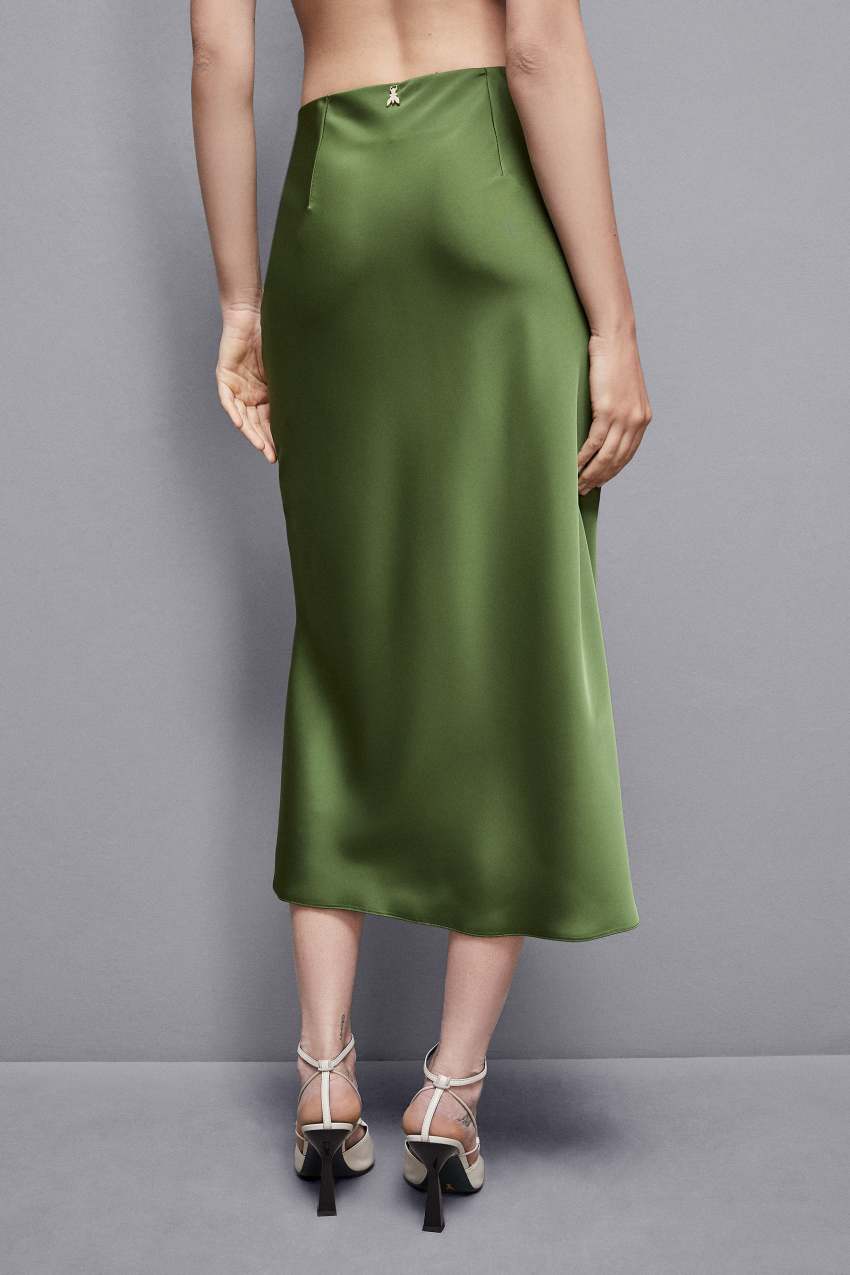 Green Patrizia Pepe Shiny Satin Midiskirt | DIGBJZT-42