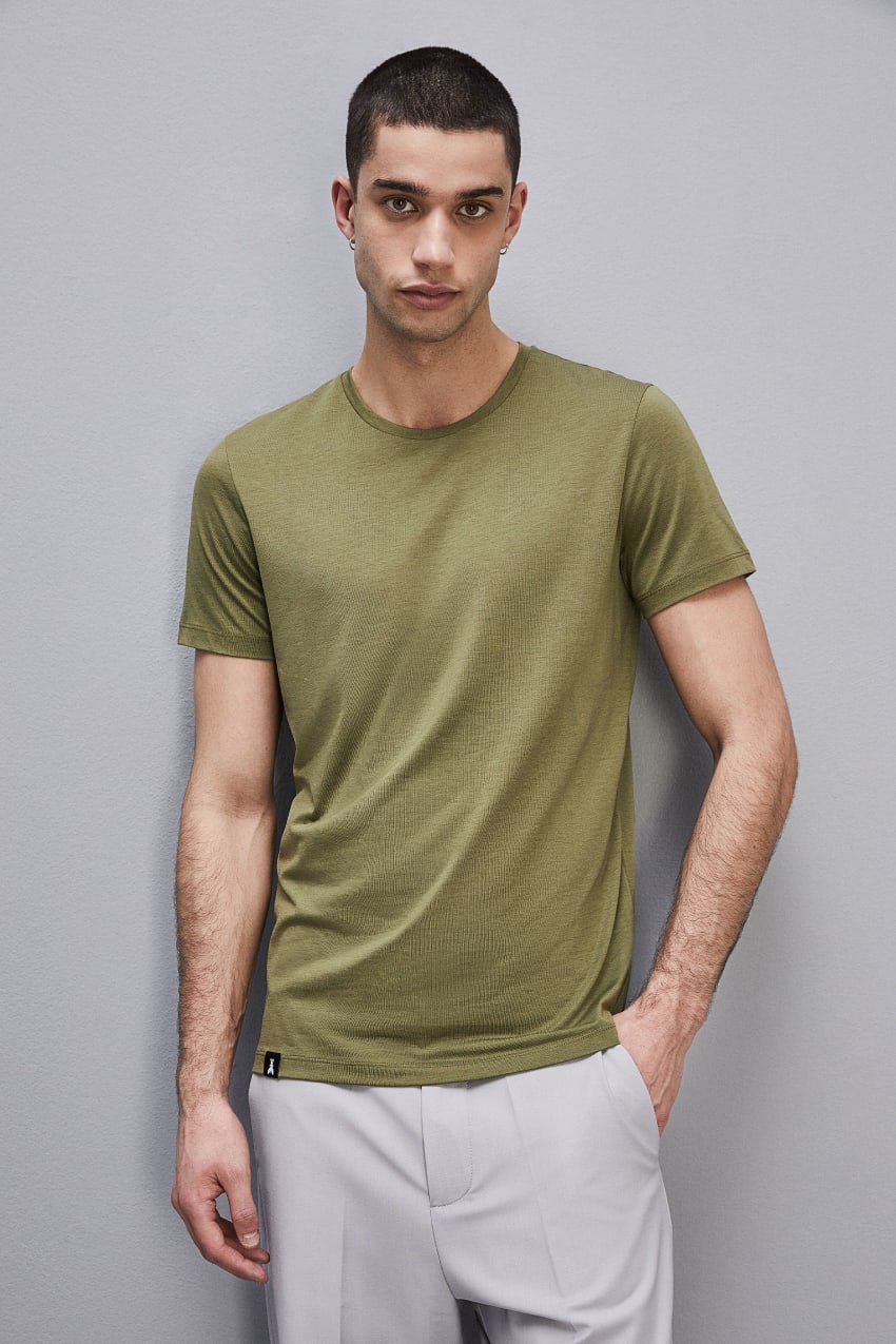 Green Patrizia Pepe Slim Fit T-shirt In Lyocell Jersey And Cotton | MATDXUG-64