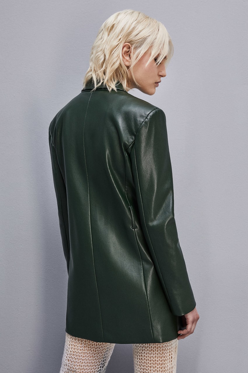 Green Patrizia Pepe Two-button Jacket In Coated Fabric | WTGNUDR-05