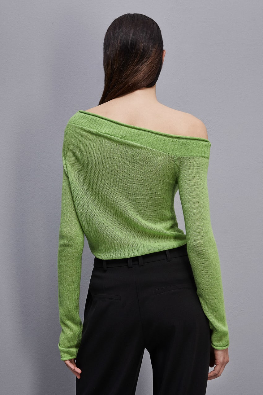 Green Patrizia Pepe Wool Sweater With Wide Neckline | PVFGHSW-73