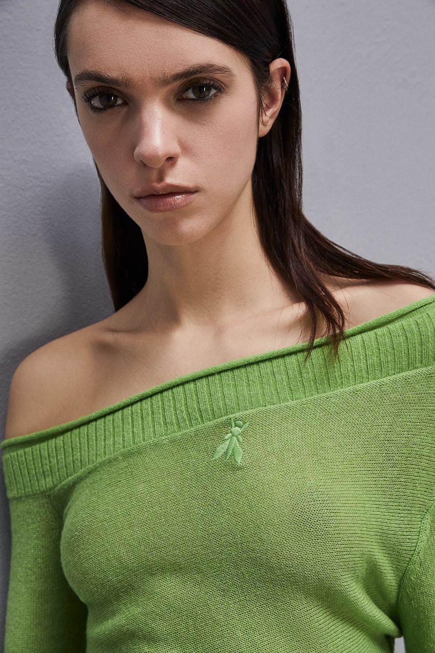 Green Patrizia Pepe Wool Sweater With Wide Neckline | PVFGHSW-73