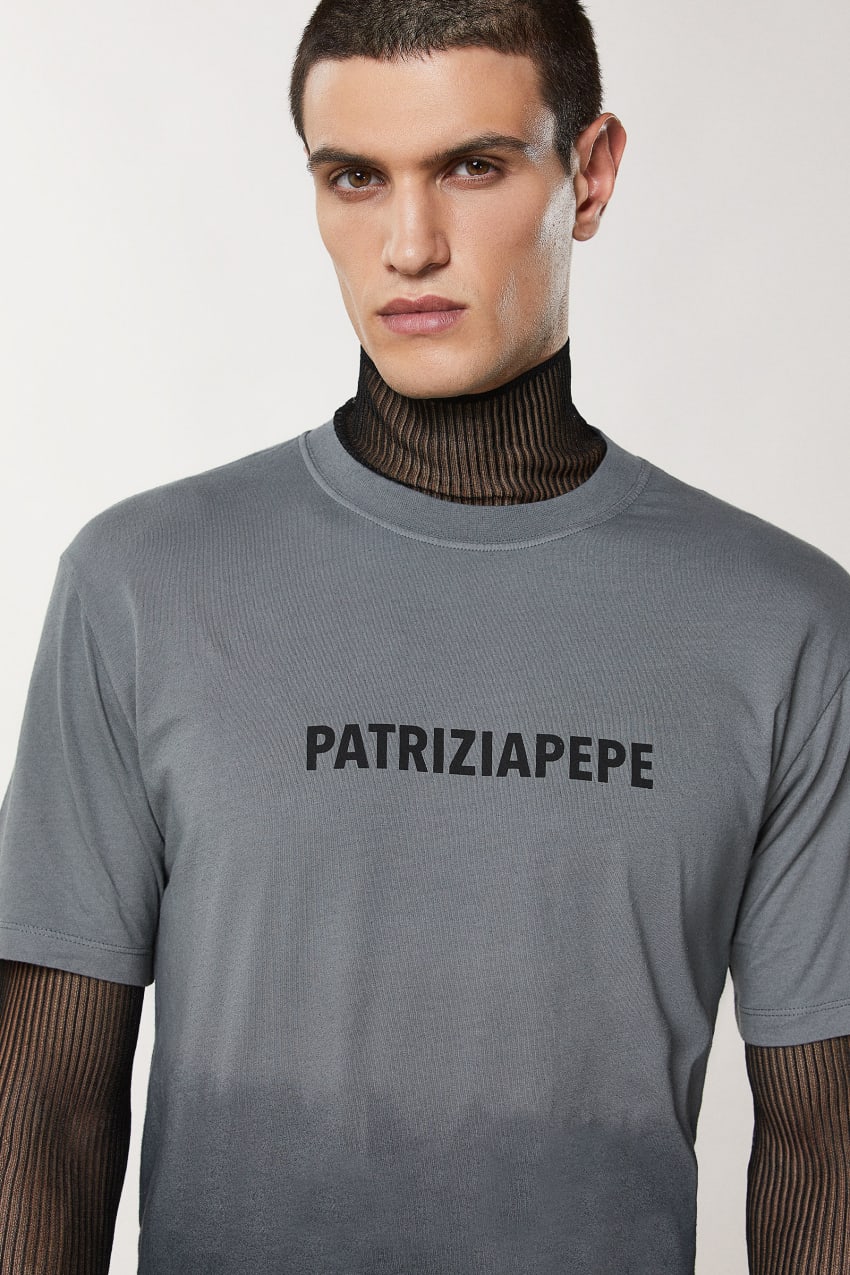 Grey Patrizia Pepe Degradé Cotton T-shirt | QIJFZDV-57