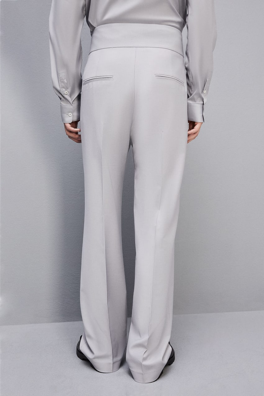 Grey Patrizia Pepe High-waisted Pants In Cool Wool | IFWZMGK-79