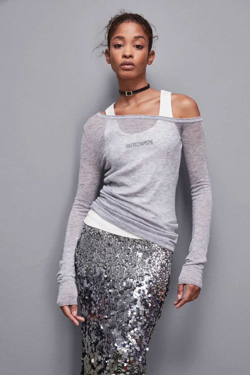 Grey Patrizia Pepe Long-sleeved Wool Sweater | OILPCDK-19