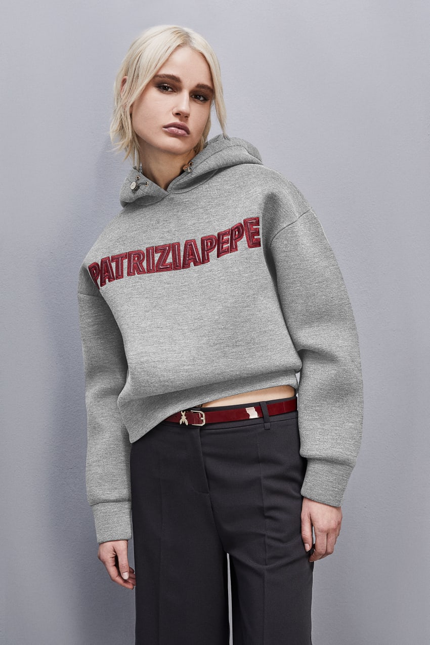 Grey Patrizia Pepe Oversized Hoodie | ARGBMHZ-97