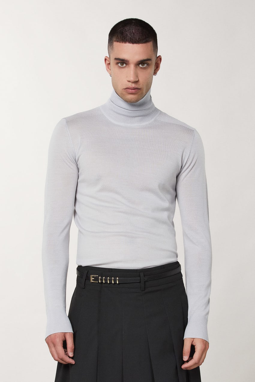 Grey Patrizia Pepe Pure Wool Turtleneck Sweater | QEVRYDL-80