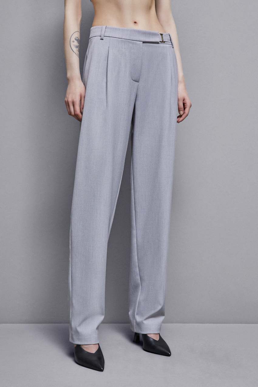 Grey Patrizia Pepe Regular Fit Viscose Pants | RCUIJAM-27