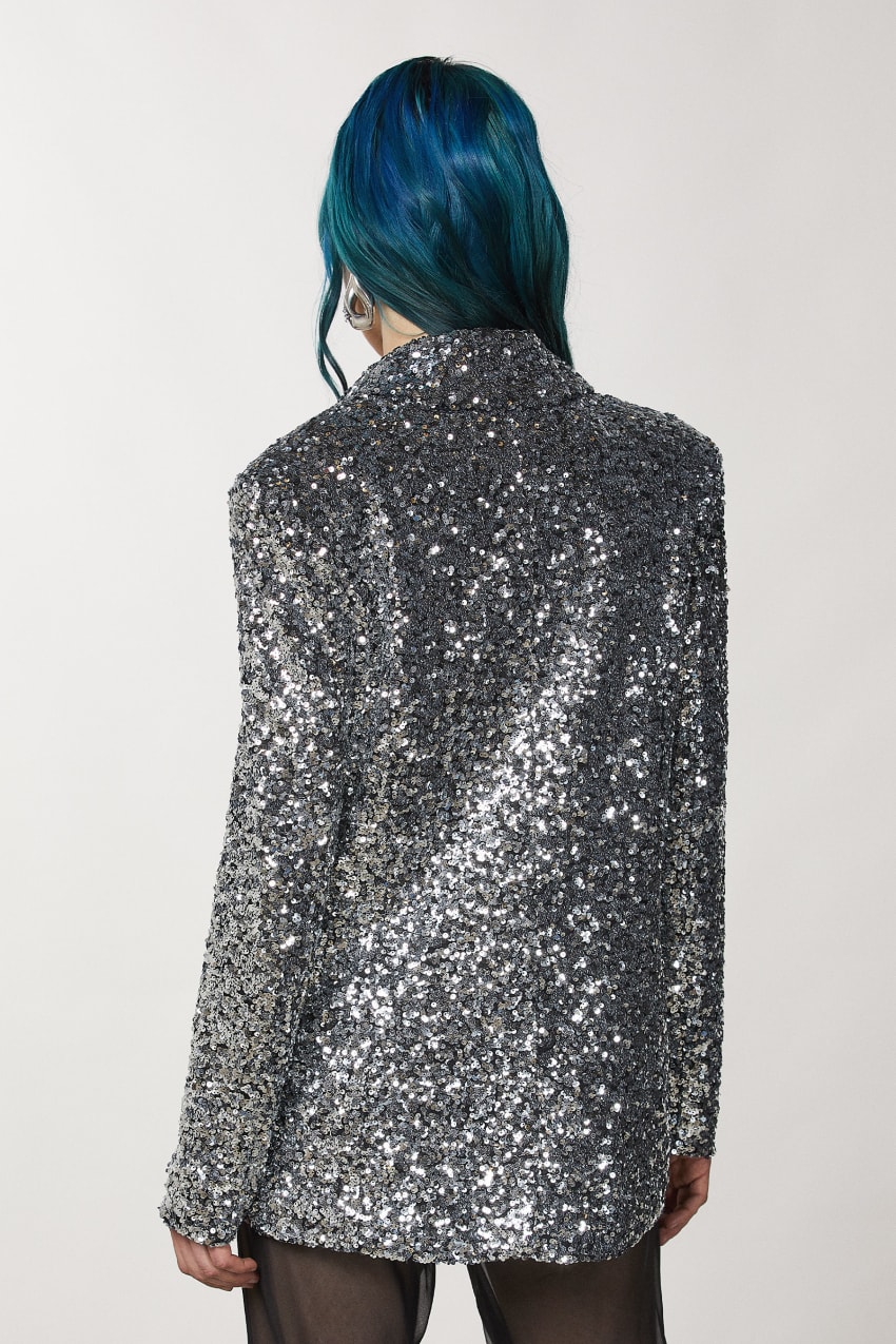 Grey Patrizia Pepe Two-button Jacket With Sequins | FZGXOJE-90