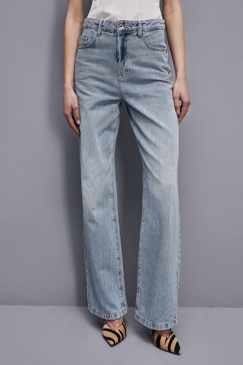 Light Blue Patrizia Pepe Denim Pants With Rhinestones | TERPCSY-42