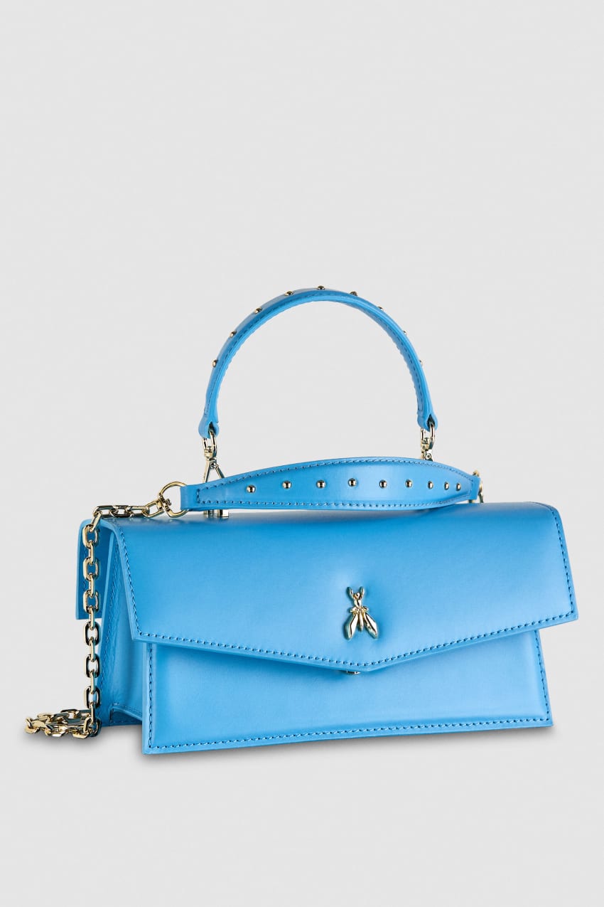 Light Blue Patrizia Pepe Fly Bamby Leather Shoulder Bag | NTKYUQC-74