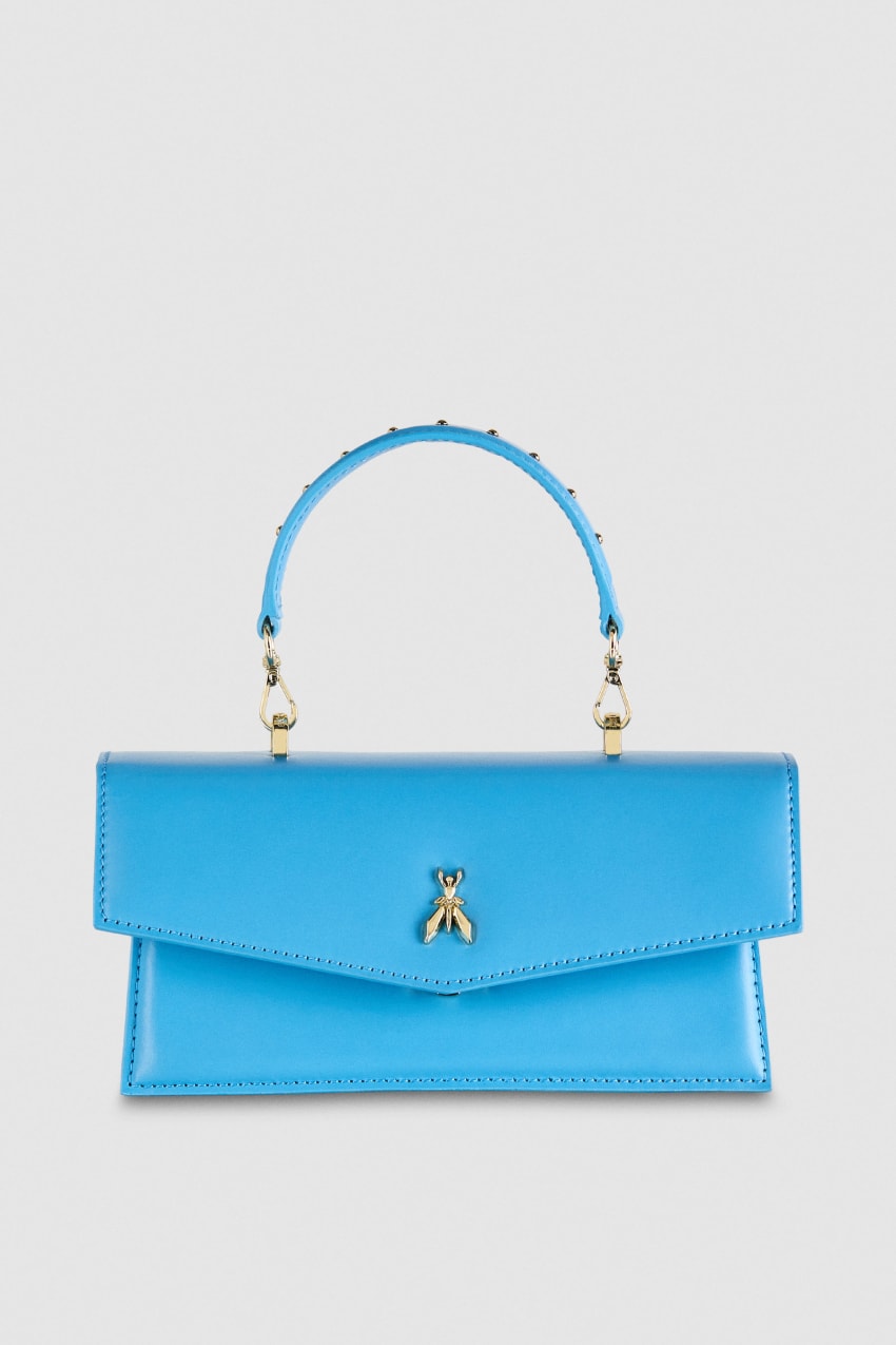 Light Blue Patrizia Pepe Fly Bamby Leather Shoulder Bag | NTKYUQC-74