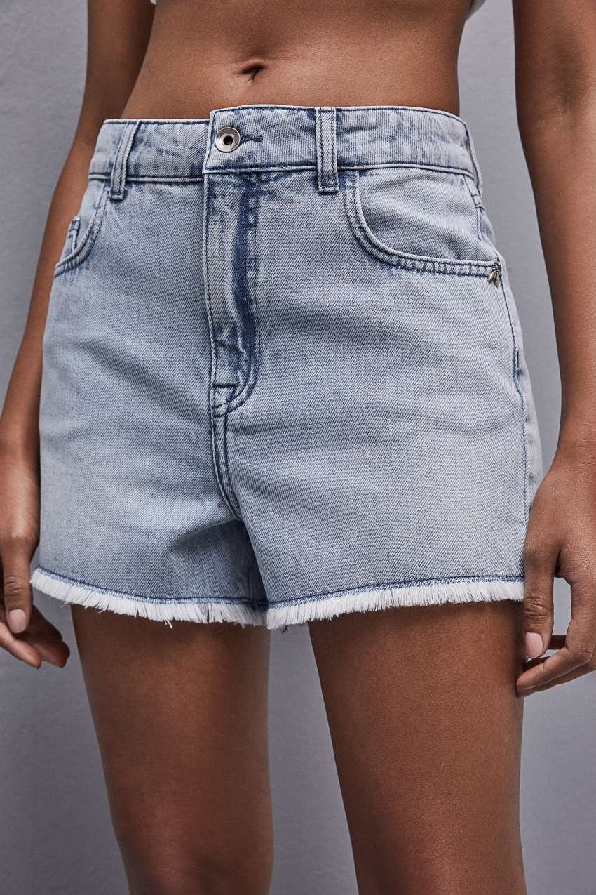 Light Blue Patrizia Pepe Frayed Denim Shorts | FXMQNEY-09