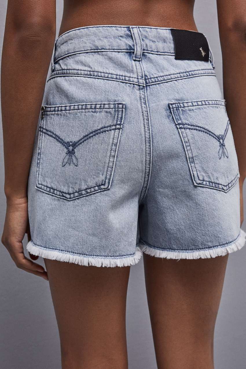 Light Blue Patrizia Pepe Frayed Denim Shorts | FXMQNEY-09