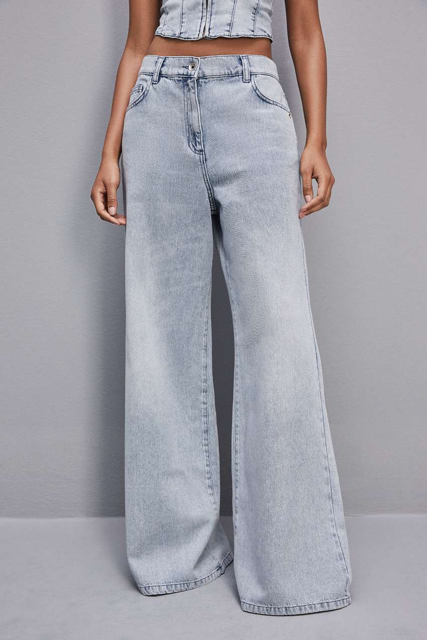 Light Blue Patrizia Pepe Low Rise Oversized Denim Jeans | KSXWMRV-30