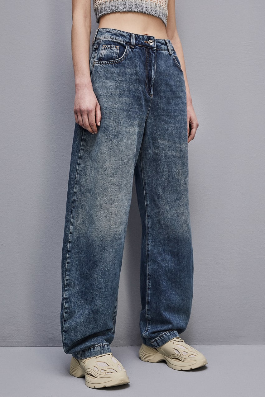 Light Blue Patrizia Pepe Low Waist Balloon Denim Pants | JUKIADW-43