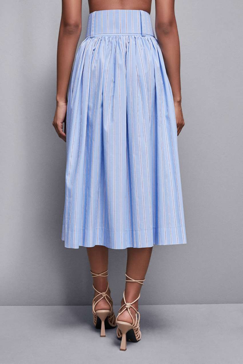 Light Blue Patrizia Pepe Midi Flared Skirt With Belt | XQDKRMG-46