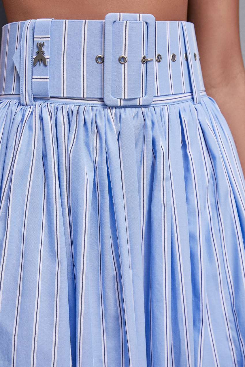 Light Blue Patrizia Pepe Midi Flared Skirt With Belt | XQDKRMG-46