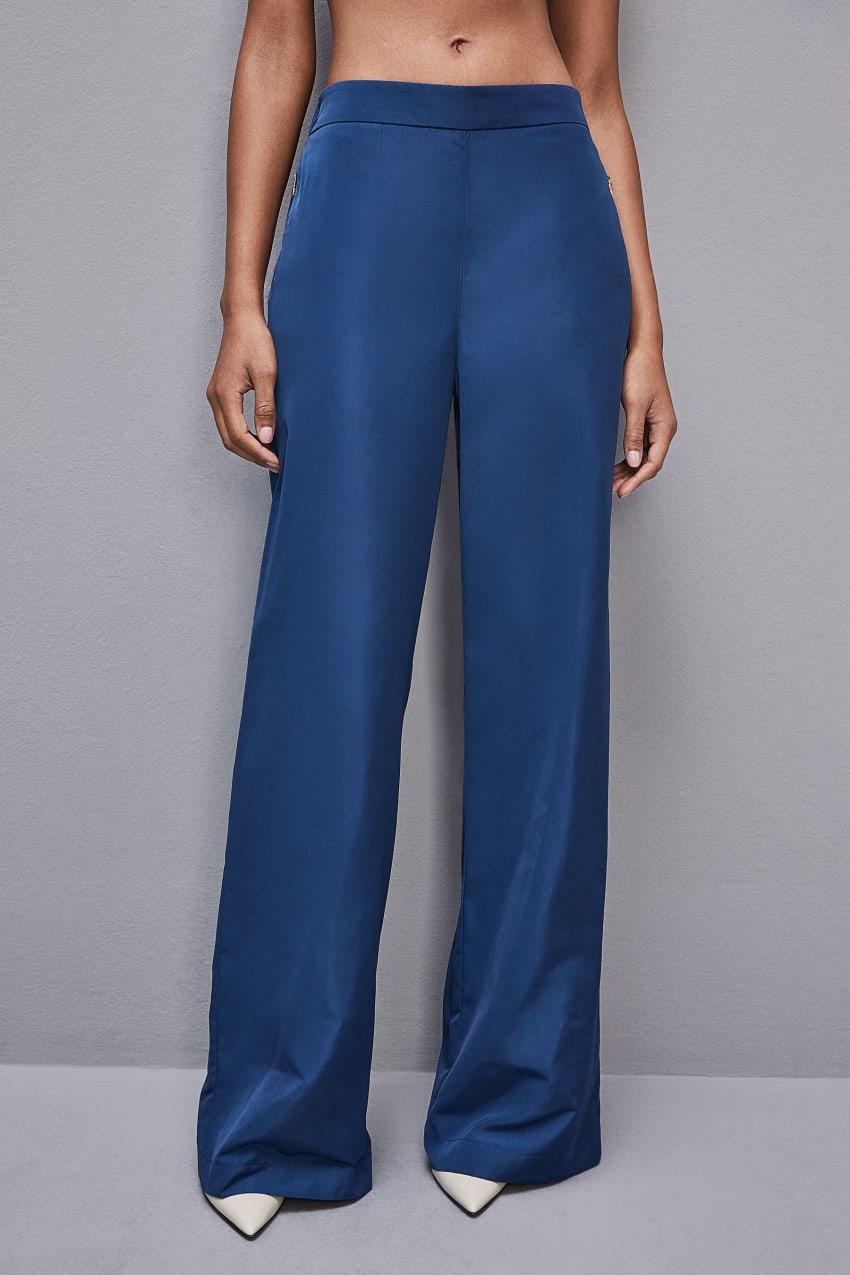 Light Blue Patrizia Pepe Palazzo Pants In Technical Fabric | GQSFZXU-02