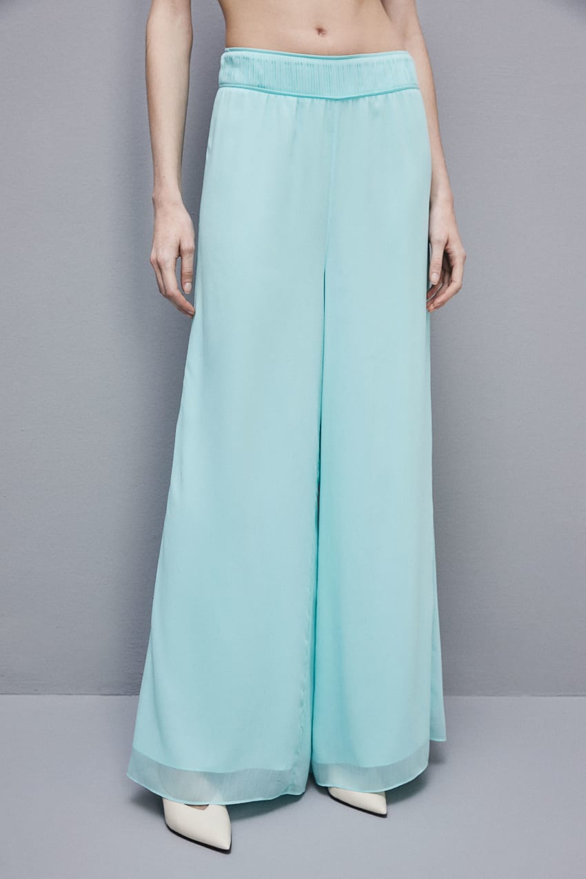 Light Blue Patrizia Pepe Regular Waist Palazzo Pants | YBSJVIU-87