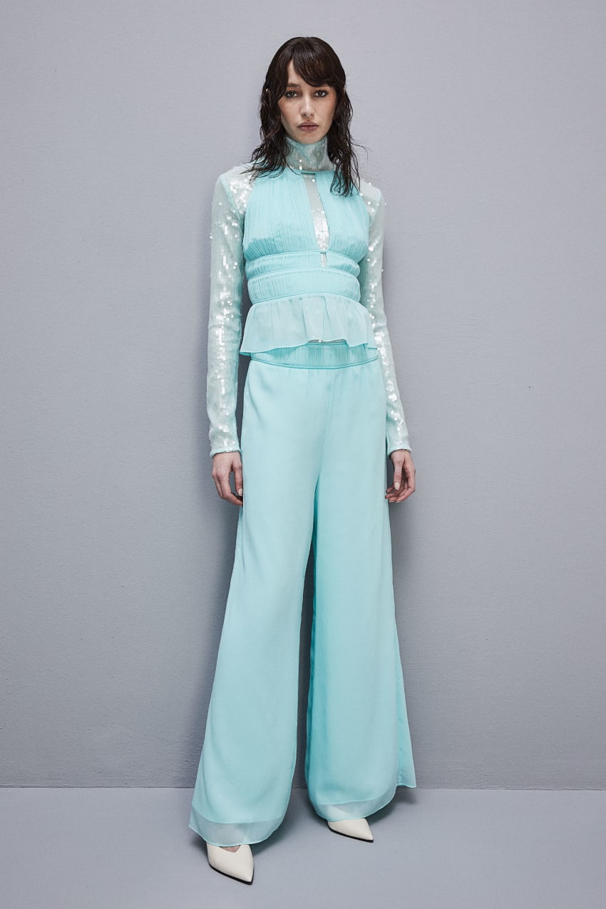 Light Blue Patrizia Pepe Regular Waist Palazzo Pants | YBSJVIU-87