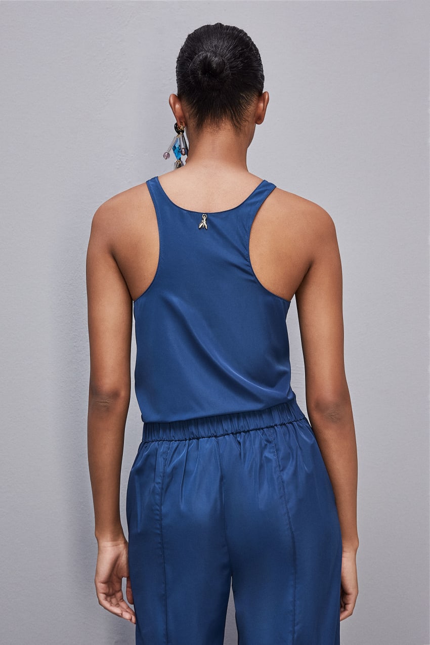 Light Blue Patrizia Pepe Sleeveless Top Shirt With Round Neckline | DHUOGQT-26