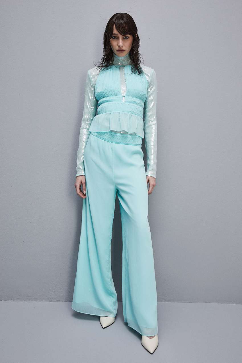 Light Blue Patrizia Pepe Soft Top With Pleated Effect | ULJFZNQ-80