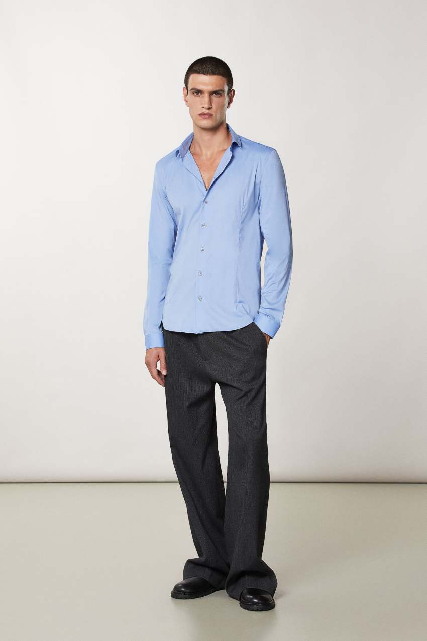 Light Blue Patrizia Pepe Stretch Poplin Shirt | XIGCEPB-86