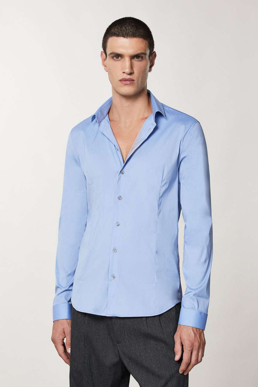 Light Blue Patrizia Pepe Stretch Poplin Shirt | XIGCEPB-86