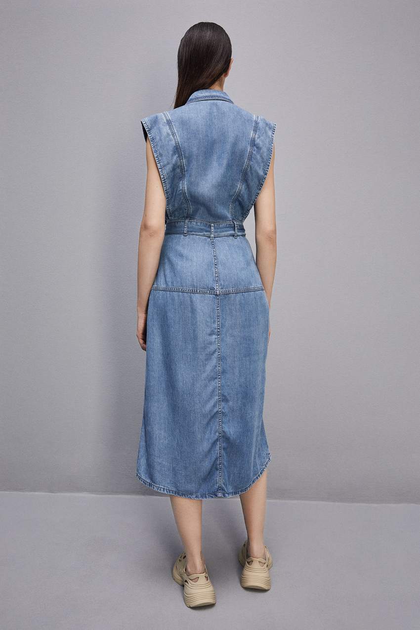 Light Blue Patrizia Pepe Tencel Denim Sleeveless Dress | GUKTBYZ-02