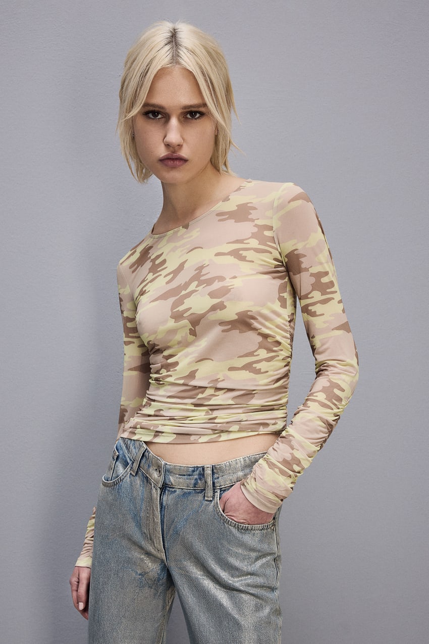 Militare Patrizia Pepe Stretch Tulle T-shirt | NJZIYSQ-74