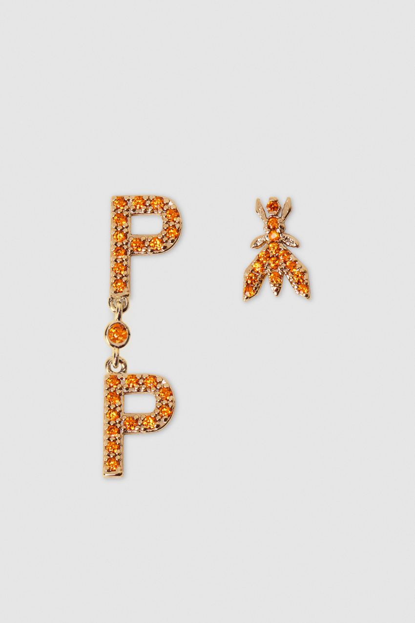 Orange Patrizia Pepe Brass And Glass Earrings | AJCTKFH-59