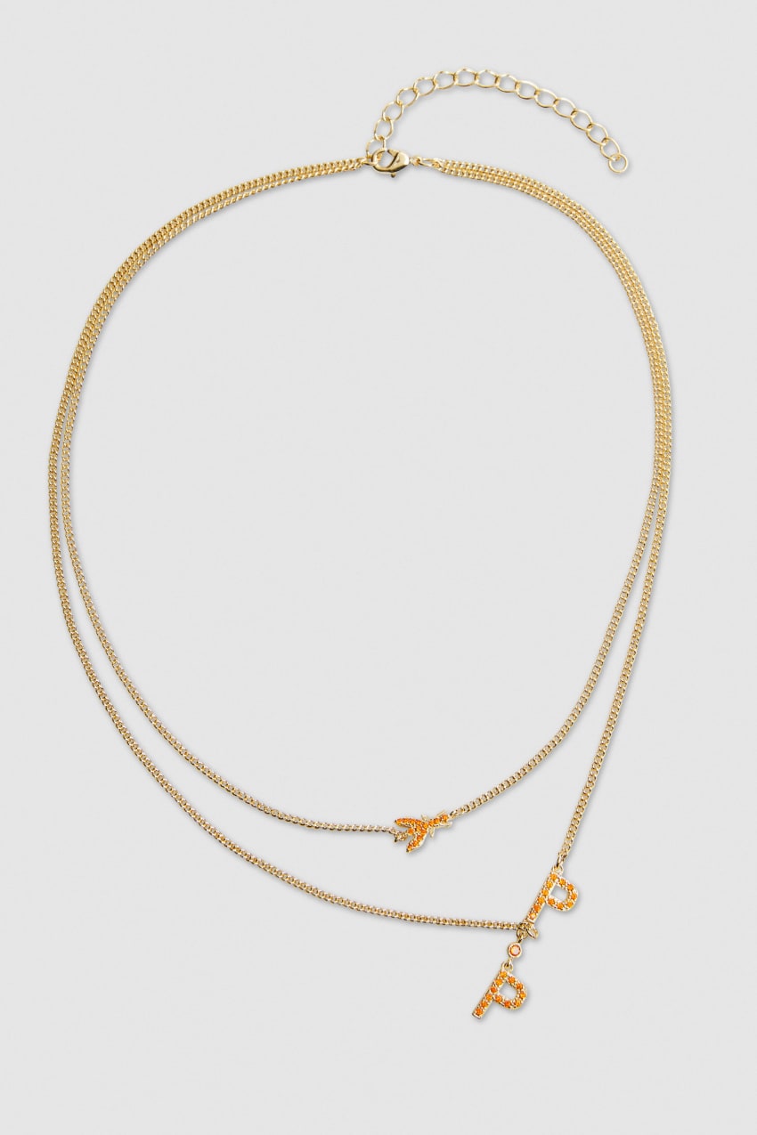 Orange Patrizia Pepe Double Chain Brass Necklace | NBXOTWF-49