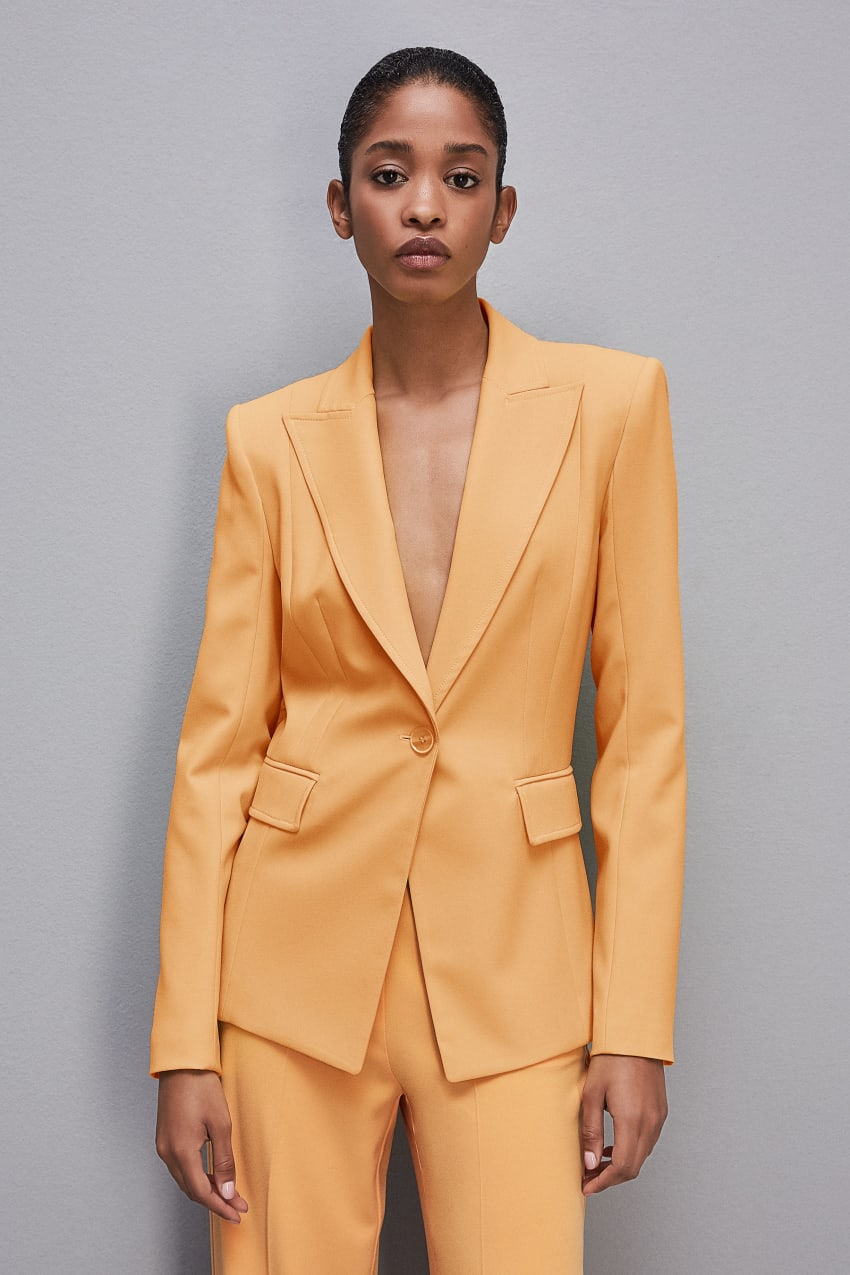 Orange Patrizia Pepe One-button Jacket In Sablè Crepe Fabric | PZGIAJK-37