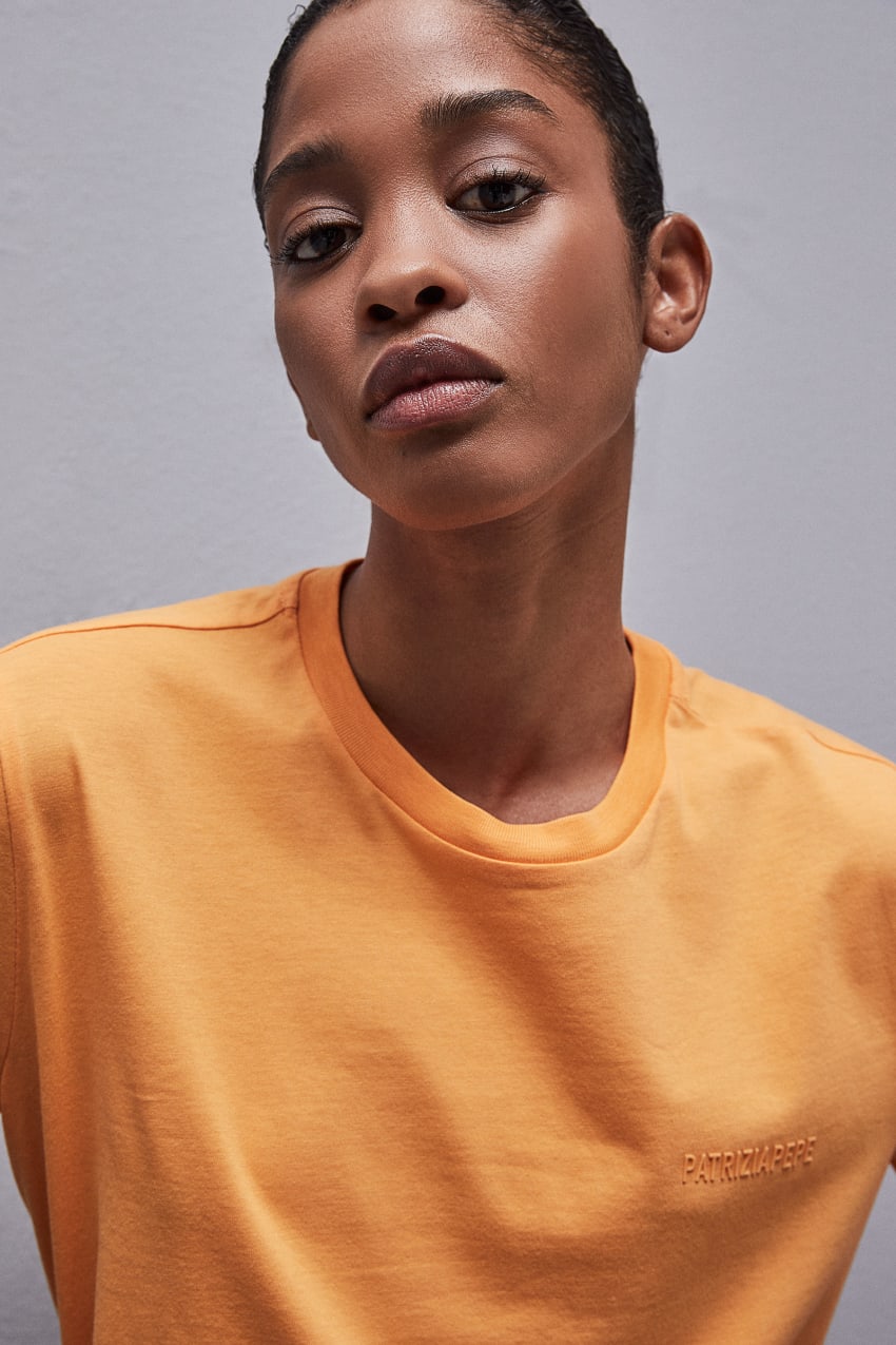 Orange Patrizia Pepe Short-sleeved T-shirt With Logo In Organic Cotton | WNKBDVT-46