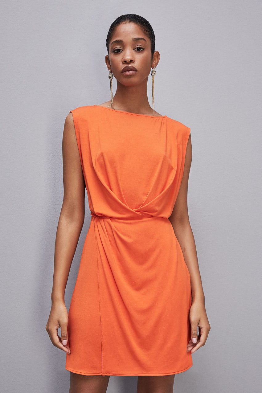 Orange Patrizia Pepe Stretch Jersey Boat-neck Dress | VZLMHYE-61