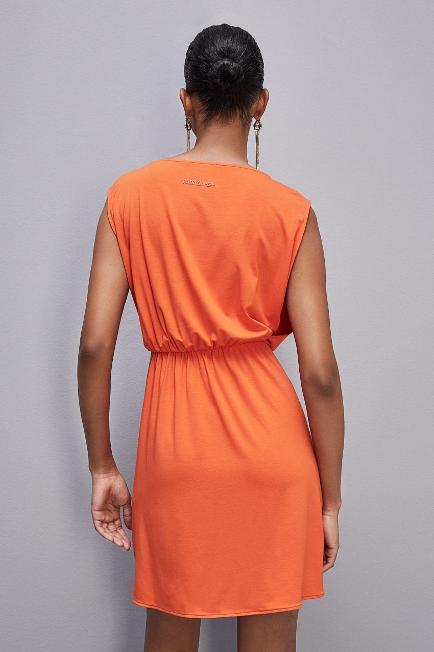 Orange Patrizia Pepe Stretch Jersey Boat-neck Dress | VZLMHYE-61