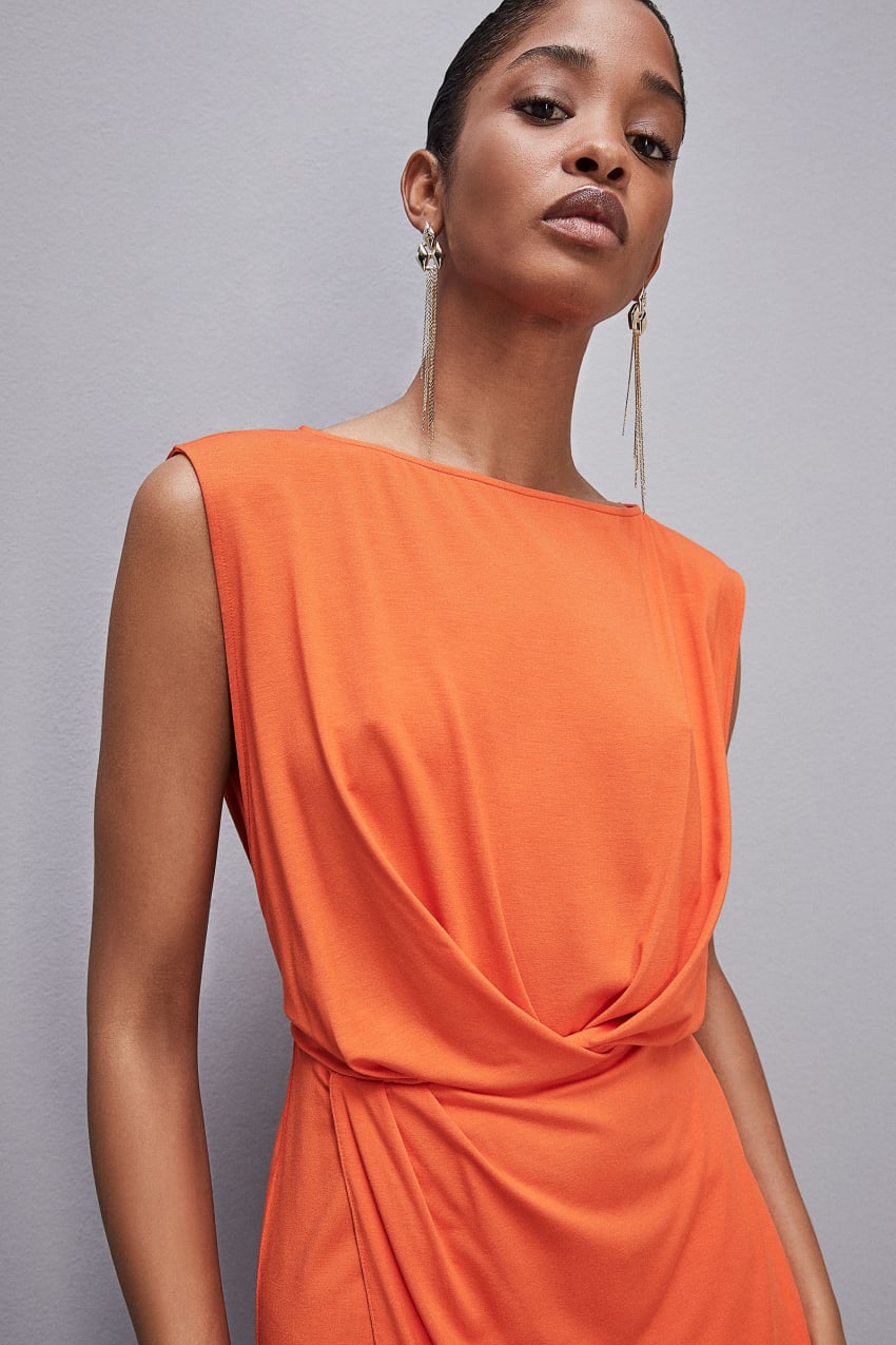 Orange Patrizia Pepe Stretch Jersey Boat-neck Dress | VZLMHYE-61