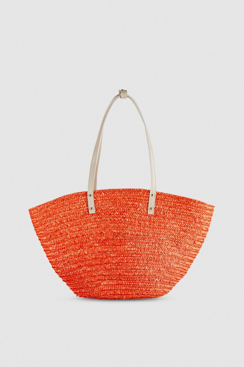 Orange Patrizia Pepe Wide Braided Straw Shopping Bag | FGRBAEX-37