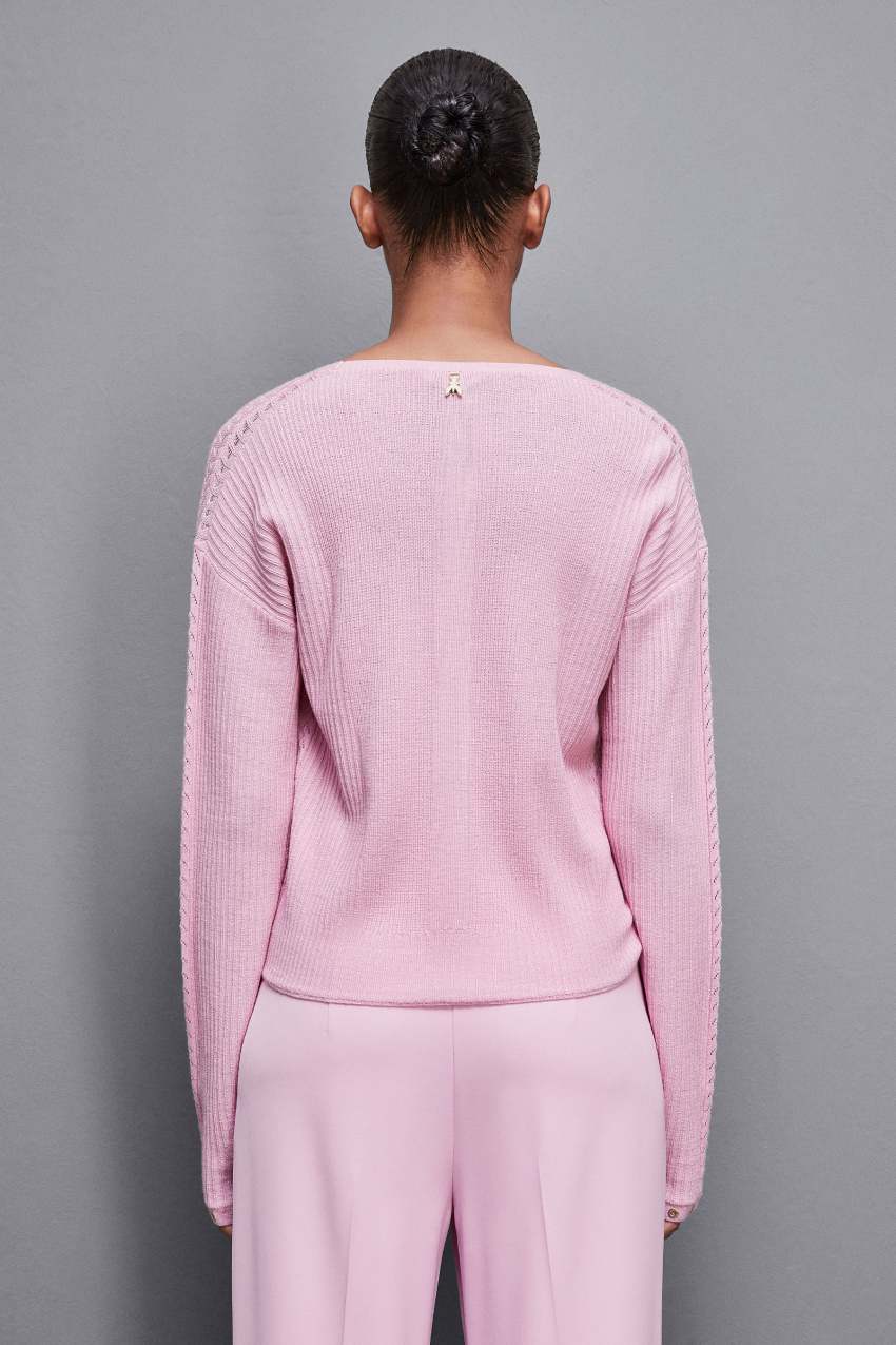 Pink Patrizia Pepe Essential Wool Ribbed Sweater | SBAJGLO-58