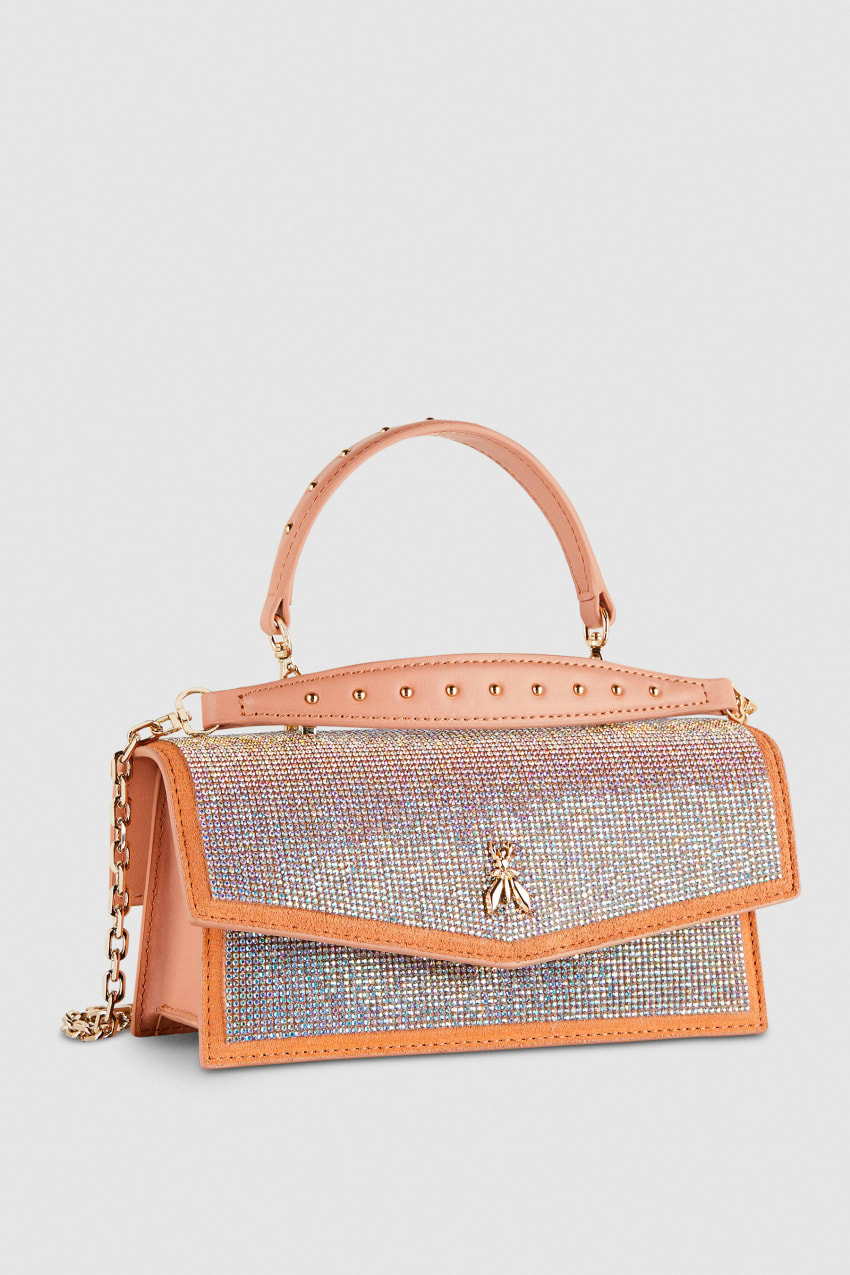 Pink Patrizia Pepe Fly Bamby Shoulder Bag With Rhinestones | DQOWUIY-73