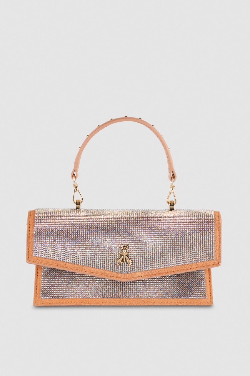 Pink Patrizia Pepe Fly Bamby Shoulder Bag With Rhinestones | DQOWUIY-73