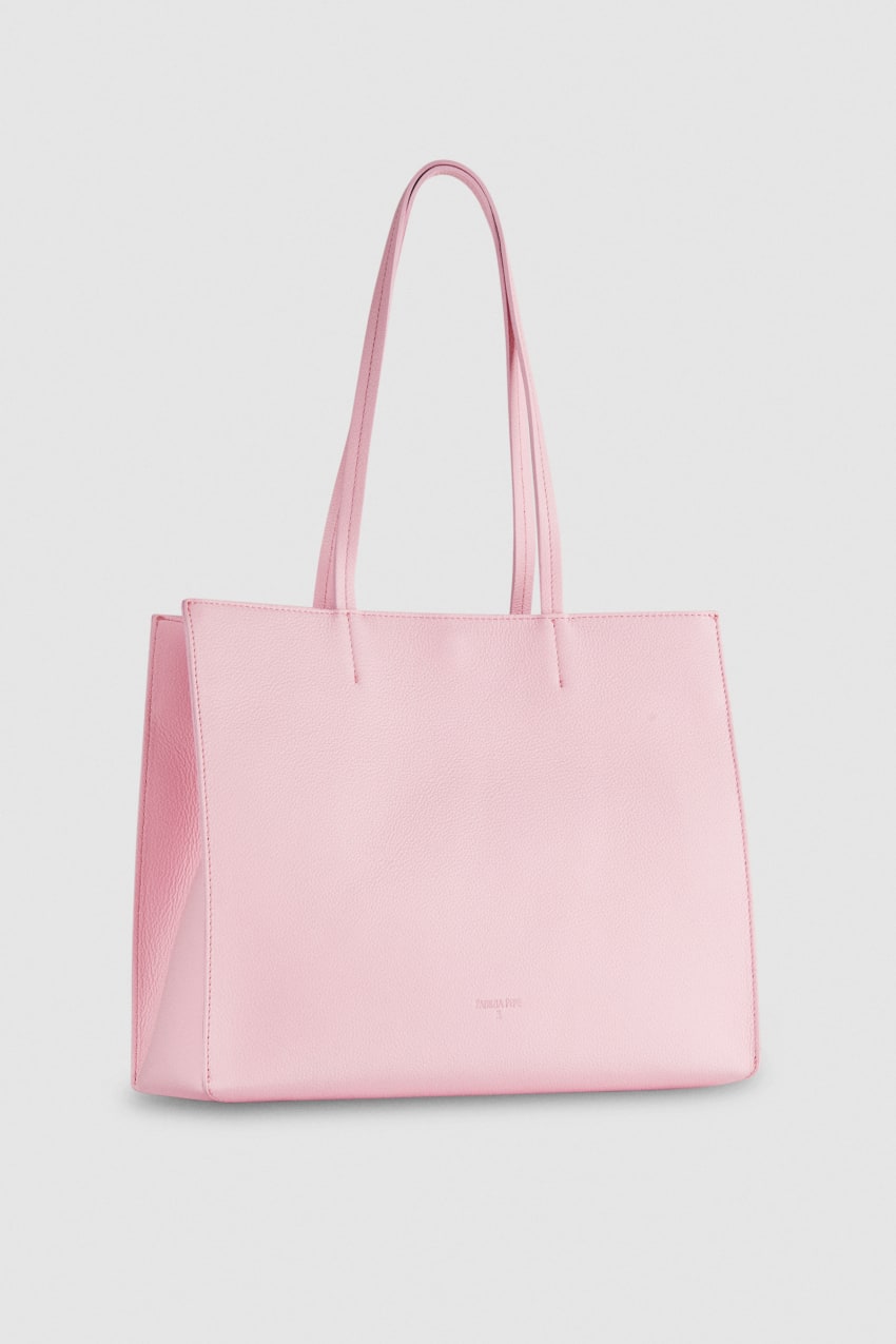 Pink Patrizia Pepe Hammered Leather Shopping Bag | XRMCKSO-45