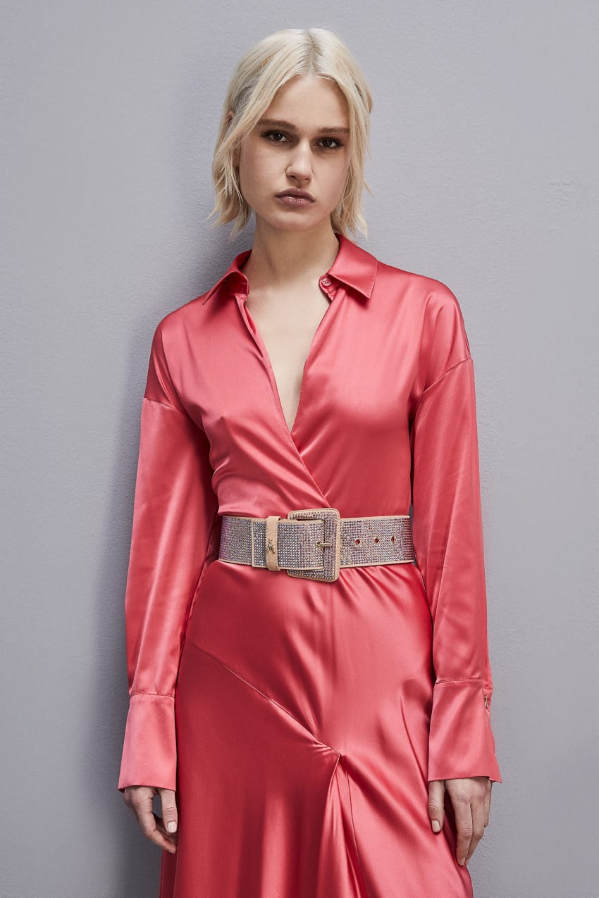 Pink Patrizia Pepe High-waisted Belt With Rhinestones | NUBFMLD-47