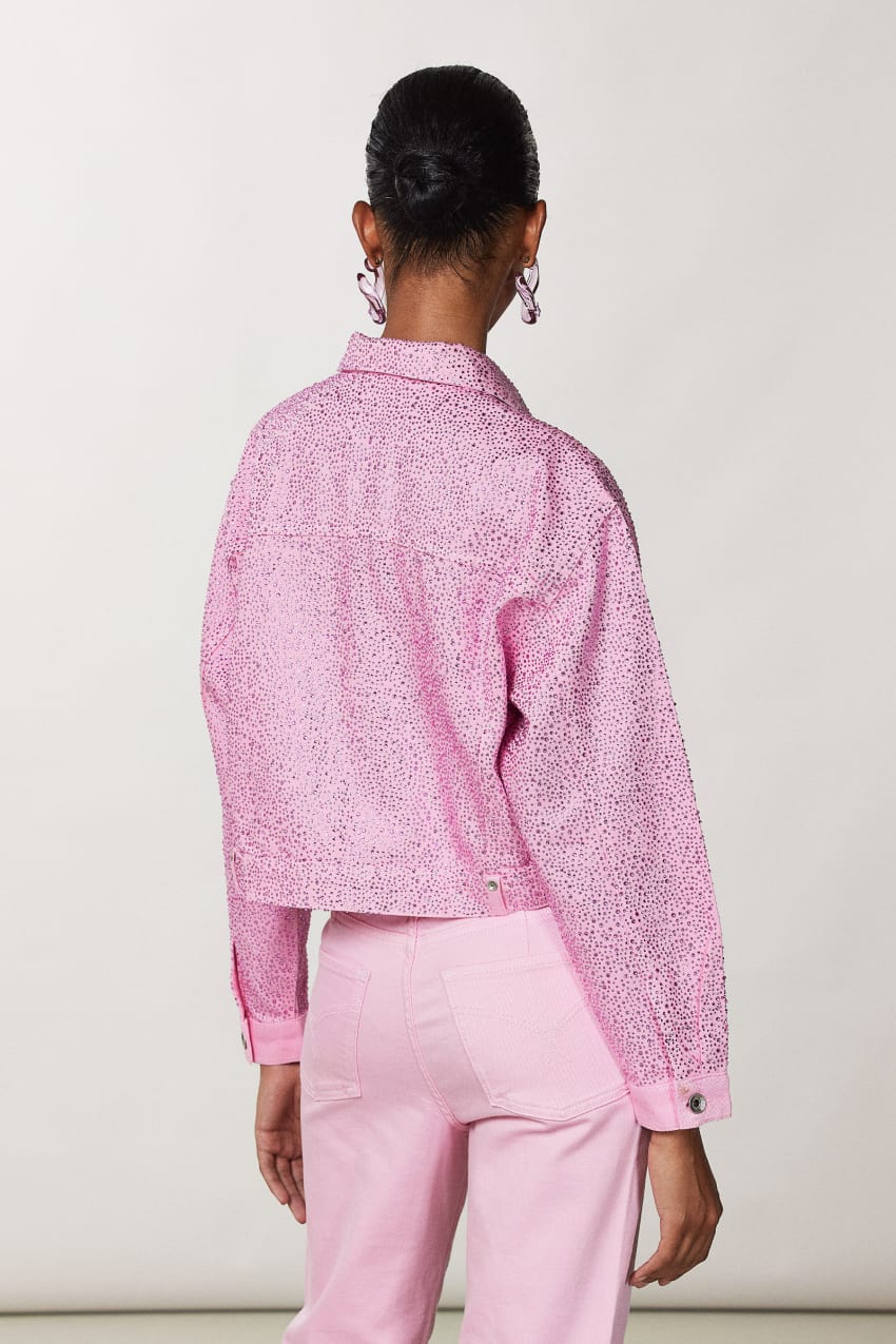 Pink Patrizia Pepe Jeans Jacket With Rhinestones | DSQOCLT-31