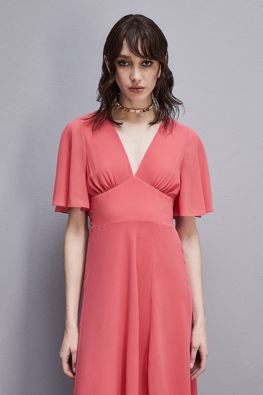 Pink Patrizia Pepe Jeweled Dress In Georgette With Square Back Neckline | PKOMGYA-92